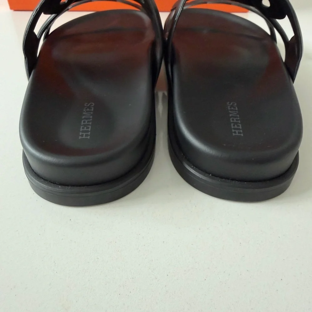 Hermès Nappa Extra Sandals, black, size 37.5